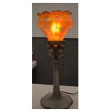 Metal flower lamp art glass shade