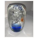 Blown Glass Ocean and Fish Paperweight