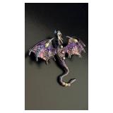 Large purple dragon brooch 3 x 2.5 new never worn