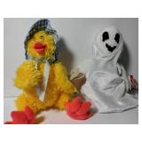 Sheets the ghost beanie baby and Bonnie the duck