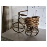 Wicker bamboo cart 12x12x10