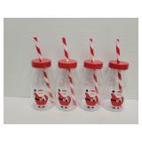 4 Wondershop bottles with straws 6in