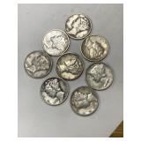 (8) assorted years Mercury dimes