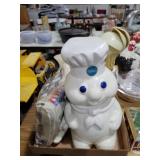 1983 Pillsbury dough boy cookie jar, utensils,