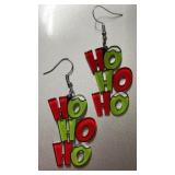 Who-ville style HO HO HO earrings 2 inches tall