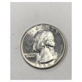 1964 silver Washington quarter UNC