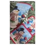 New 3pc snowman trivet/ Potholder set.