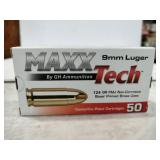 Maxx 9 mm Luger 124 grain FMJ 50 rounds ammo