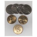 (4) JFK halves (2) Sacajawea $1, (1) Jackson $1 AU