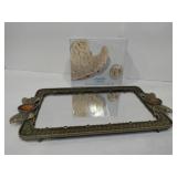 Glass mirrored tray and Hope Stone Wing holder