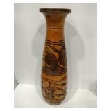 Wooden carved vase 15 in tall