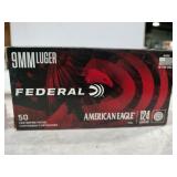 Federal 9 mm Luger 124 grain 50 round ammo