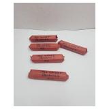 5 rolls wheat Pennies as found