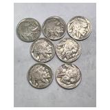 (7) assorted Buffalo nickels