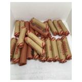 (25) marked rolls of wheat cents