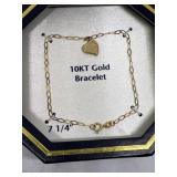 10K gold heart bracelet marked 10K