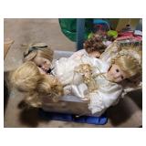 4 porcelain dolls 18in