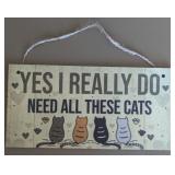 New cat lover wood sign with adjustable length