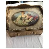 Vintage Japan jewelry box with jewelry ect