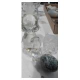 3 crystal/glass figurines and 1 stone egg