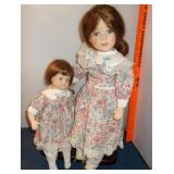 Mother Daughter Porcelain Dolls