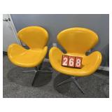 Art Deco Swan Style Chairs - Bright Yellow
