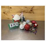 Illuminated Snow House & Sparkly Ornament Lot