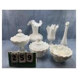 Hobnail Milk Glass Decorative Pieces