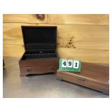 (2) Wood Boxes - Flatware & Drawer