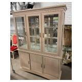 Lighted China Cabinet Blonde Oak - With Shelves -