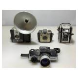 Minolta 110 Zoom SLR and Vtg Kodak Cameras. As