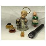 Goebel Angel figurine, small perfume bottles and