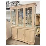 Blonde Oak Lighted Display Cabinet with Glass