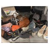 Assorted ladies purses decorative shoes and other