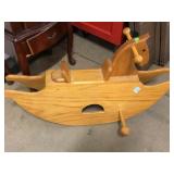 Small Child Wood Rocking Horse - vintage