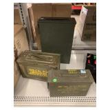 3 ammo cans. One vintage 50 cal. WWII.