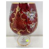 10.5in H Bohemian Style Art Glass Red 24k