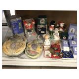 Assorted christmas holiday ornaments, decor and