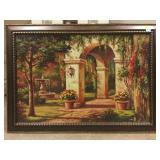 Arch Courtyard Framed Print on Board 29x40