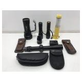 Asst. Tac Flashlights, Knife Pouches and more