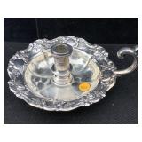 Towel Silver Plated Candle Holder 7" Large