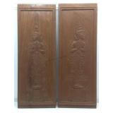 Pair of Southeast Asian Carved Wood Panels 9x23.5