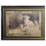 50x38 Giclee On Board Lioness & Cub