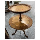 Vtg 2-Tier end table with Inlay wood, approx