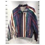 Vtg Denim Striped ZIP Front Bomber Jacket, Signed