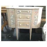 Vtg hand painted Sewing Cabinet, Approx 32x15x30