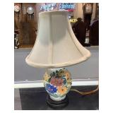 Hand painted porcelain side table lamp. 15in tall