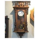 Ornate wood and glass wall clock 32x13x6