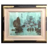 Xiang-Ming Zeng Signed Chinese Harbor Watercolor