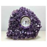 Amethyst geode plate clock. 9x9x3